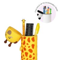 Legami 2-in-1 Mäppchen GIRAFFE aus Silikon - Kawaii Federmäppchen, Tisch Stiftehalter, Federtasche