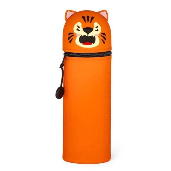 Legami 2-in-1 Mäppchen TIGER aus Silikon - Kawaii Federmäppchen, Tisch Stiftehalter, Federtasche