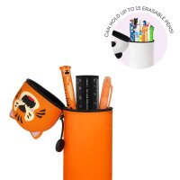 Legami 2-in-1 Mäppchen TIGER aus Silikon - Kawaii Federmäppchen, Tisch Stiftehalter, Federtasche