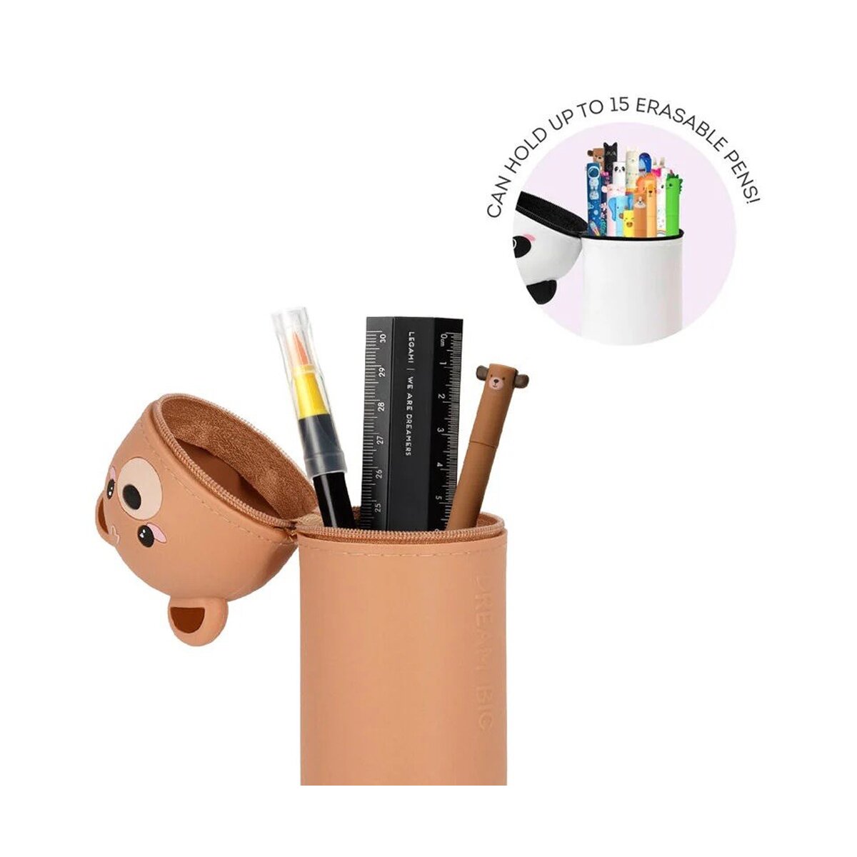 DGTSYAL 2-in-1 Federmäppchen Nilpferd - Weiches Silikon Mäppchen & Stifthalter