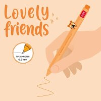 Legami Gelstift Lovely Friends TIGER - Gel Pen mit abnehmbarer Tier Deko, Stift , Schreibstift, Gelschreiber