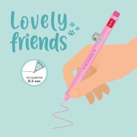 Legami Gelstift Lovely Friends KATZE - Gel Pen mit abnehmbarer Tier Deko, Stift , Schreibstift, Gelschreiber Kitty