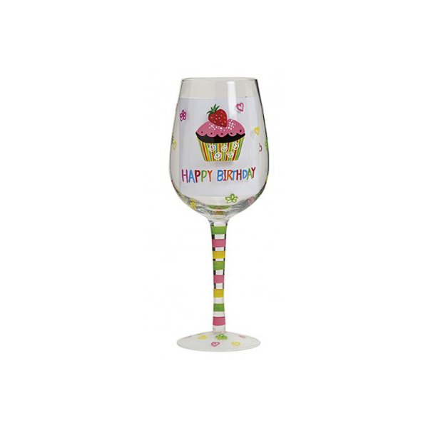 Weinglas Happy Birthday, Törtchen - Geburtstags Glas, Weinkelch, Geburtstagsgeschenk