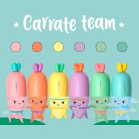 Legami 6er Set Mini Textmarker KAROTTE "Carrate Team" - Highlighter Pastellfarben, Textliner, Marker