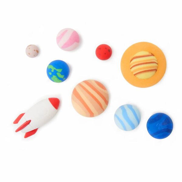 Legami 9er Set Radiergummi Weltall Sonnensystem - Rakete und Planeten - Radierer, Weltraum Space, weiches und sauberes Löschen
