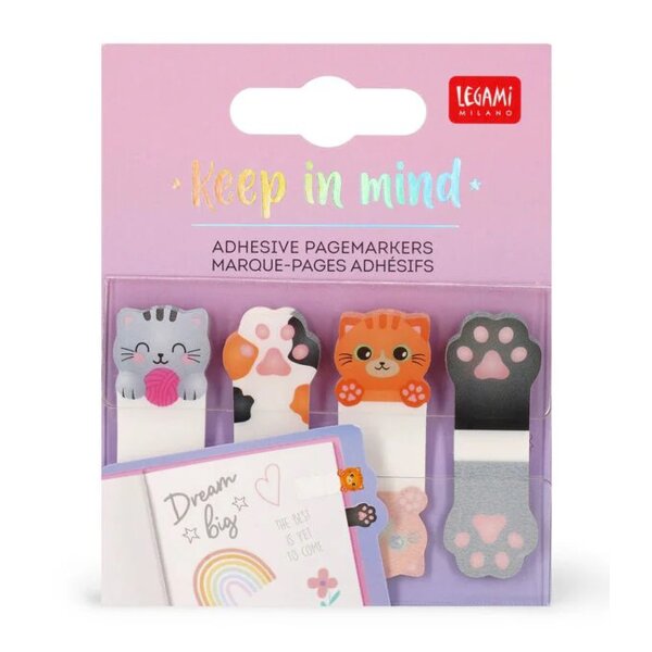 Legami Selbstklebende Pagemarkers Seitenmarker KATZE mit 80 bunten Etiketten - selbstklebende Seitenmarkierung, Aufkleber, Seitenmarkierer