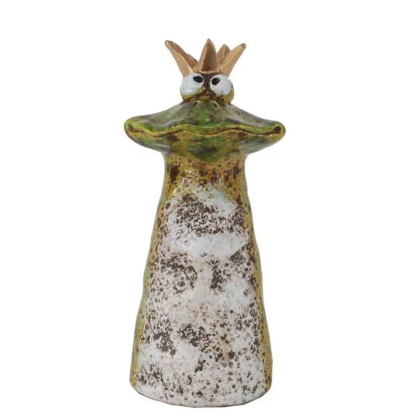 Zaunhocker Frosch Froschkönig H:18 cm aus Keramik - Zaun Deko Garten Frösche, Tierfigur Pfostenhocker, Zaunfigur, Gartendeko, Zaunstecker