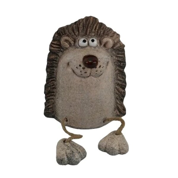 Zaunhocker Igel mit Füßen H:15 cm aus Keramik - Zaun Deko Garten, Tierfigur Pfostenhocker, Zaunfigur, Gartendeko, Zaunstecker