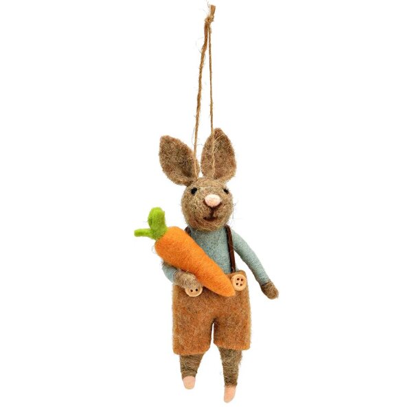 Hänger Ostern Hase mit Karotte aus Filz  H:14 cm -  Osterdeko, Geschenkanhänger Ostern, Frühlingsdeko, Osterhase