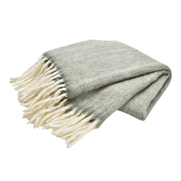 Flauschige Mohairdecke hellgrau 130x170 cm - Mohair Wolle Decke, Sofadecke, Kuscheldecke, Tagesdecke, Wohndecke, weiche Decke