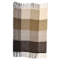 Flauschige Mohairdecke grau beige kariert 130x170 cm -...