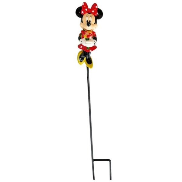 Gartenstecker 3D Minnie Mouse mit Blumen H:38 cm - Disney Blumenstecker Minnie Maus, moderner Deko Stil, Gartendeko, Dekofigur für den Garten