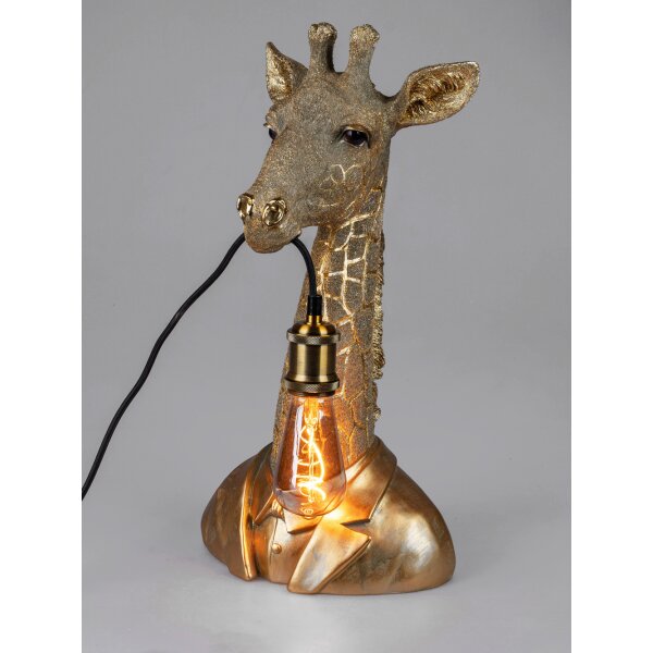 Tischleuchte Lampe Büste Giraffe H:50 cm antik gold -  Tischlampe, Moderner Deko Stil, Tierleuchte