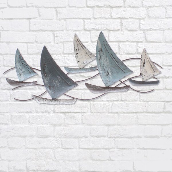 Maritimes Wandbild Segelschiff 48,5x18 cm aus Metall  - maritime Wanddeko, Metalldeko, maritim dekorieren