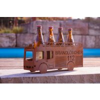 Feuerwehrauto "Brandlöscher" als Getränkehalter für 4 Bierflaschen 43x18 cm im Rost Design - Feuerwehr Auto für Bier Trinker, Gartendeko, Geschenkidee Feuerwehrmann