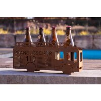 Feuerwehrauto "Brandlöscher" als Getränkehalter für 4 Bierflaschen 43x18 cm im Rost Design - Feuerwehr Auto für Bier Trinker, Gartendeko, Geschenkidee Feuerwehrmann