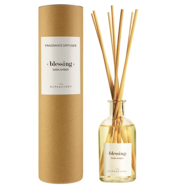 Raumduft Diffuser DARK AMBER <blessing> Olphactory 250 ml - Lufterfrischer, Duftstäbchen, Raum Duft, Verdunster