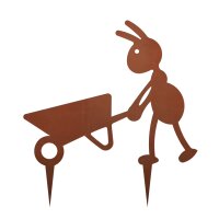 Gartenstecker Ameise mit Schubkarre 25x24 cm im Rost...