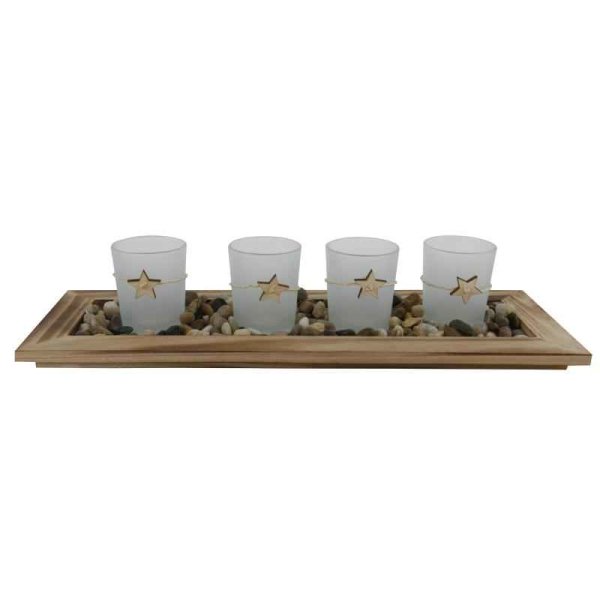 Adventstablett - 4 Teelichter auf Tablett inkl. Deko - tolles Weihnachtsgeschenk