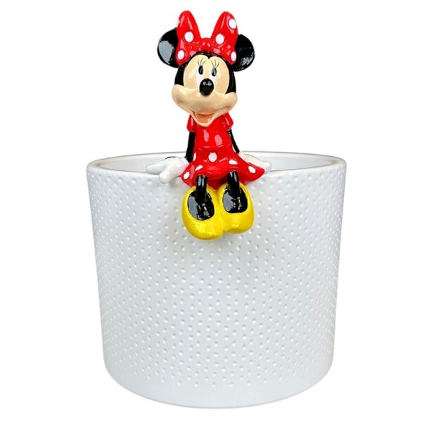 Blumentopf Deko Anhänger Minnie Mouse 10x7 cm aus Kunststoff - Disney Topf Anhänger, Pot Buddy Minni Maus, Topfhänger, moderner Deko Stil für Disney Fans, Gartendekoration