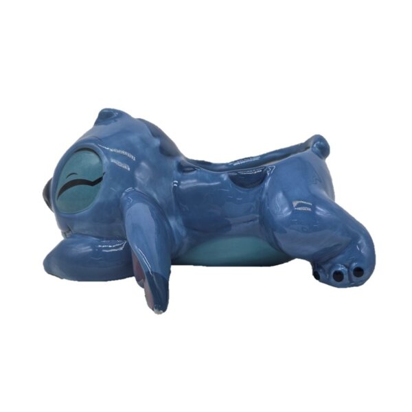 Deko 3D Blumentopf Schlafender Stitch 15x7 cm aus Keramik - Disney Pflanztopf Lilo & Stitch, Übertopf, Pflanzgefäß, moderner Deko Stil