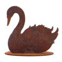 Dekofigur Schwan sitzend auf Platte 9x10 cm im Rost...