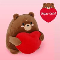 Legami Super Soft Mini Kuscheltier TEDDY BÄR mit Herz - Plüschtier freistehend, Kissen super weich und flauschig, Kuschelkissen