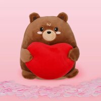 Legami Super Soft Mini Kuscheltier TEDDY BÄR mit Herz - Plüschtier freistehend, Kissen super weich und flauschig, Kuschelkissen