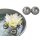 Schwimmkugel Blüte aus Porzellan silber D:6 cm (2er Set) - Teichdeko, Kugel schwimmend, Schwimmschale, Gartenteich, Garten Deko