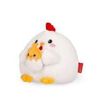 Legami Super Soft Mini Kuscheltier HUHN mit Küken - Plüschtier freistehend, Kissen super weich und flauschig, Kuschelkissen