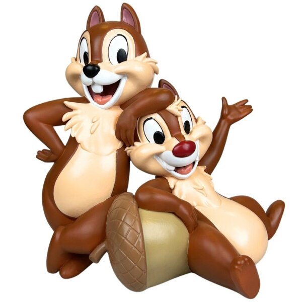 Deko 3D Disney Gartenfigur Streifenhörnchen Chip & Dale H:31 cm aus Kunststoff - Disney Figur Ahörnchen & Bhörnchen für den Garten, moderner Deko Stil für Disney Fans, Gartendekoration, Statue