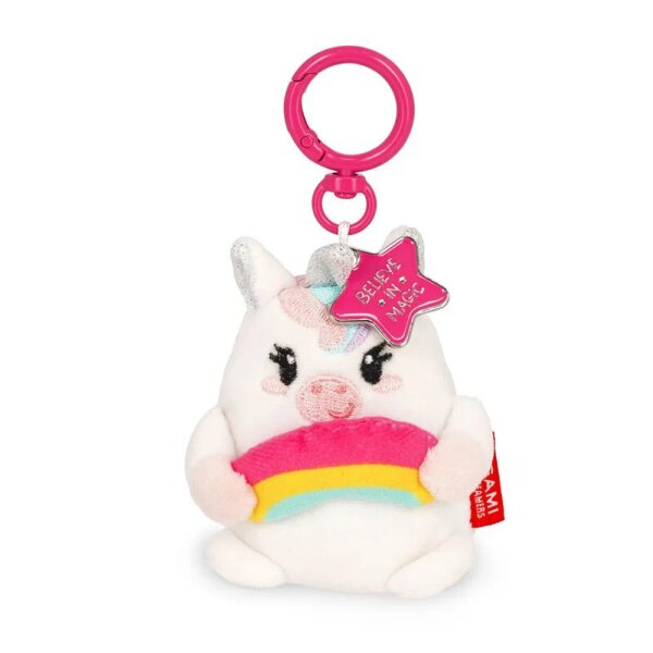 Legami Schlüsselanhänger mit Super Soft Plüschtier EINHORN mit Regenbogen - Kuscheltier super weich und flauschig, Schlüssel Anhänger, Schlüsselbund