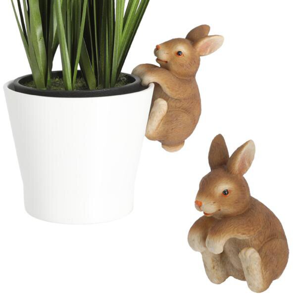 Blumentopf Deko Anhänger Hase 5x10 cm zum Einhängen aus Polyresin - Osterdeko, Gartendeko Ostern, Topfanhänger, Topfhänger, Frühlingsdeko