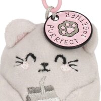 Legami Schlüsselanhänger mit Super Soft Plüschtier KATZE Kitty mit Milchflasche - Kuscheltier super weich und flauschig, Schlüssel Anhänger, Schlüsselbund
