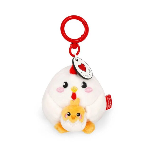 Legami Schlüsselanhänger mit Super Soft Plüschtier HUHN mit Küken - Kuscheltier super weich und flauschig, Schlüssel Anhänger, Schlüsselbund
