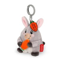 Legami Schlüsselanhänger mit Super Soft Plüschtier ESEL mit Karotte - Kuscheltier super weich und flauschig, Schlüssel Anhänger, Schlüsselbund