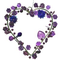 Drahtherz / Perlenherz violett zum Aufhängen 11 x 12...