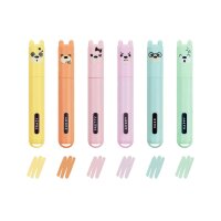 Legami 6er Set Mini Textmarker TEDDY BÄR "Teddys Style" - Pastellfarben, Textliner, Marker