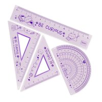 Legami superflexibles 4-teiliges Geometrieset "You rule!" KATZE Kitty - Lineal, Geodreieck, Winkelmesser - Geometrie für Katzenliebhaber, Mathematik