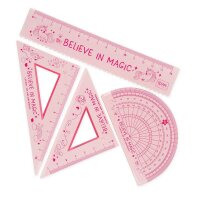 Legami superflexibles 4-teiliges Geometrieset "You rule!" EINHORN - Lineal, Geodreieck, Winkelmesser - Geometrie für Einhornfans, Mathematik