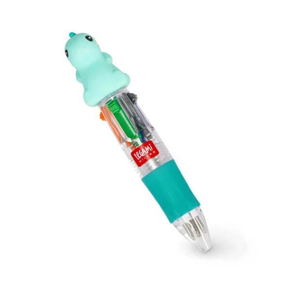 Legami Mini Kugelschreiber DINO mit 4 Farben - Mini Magic Rainbow - Kuli Dinosaurier, Stift, Schreibstift