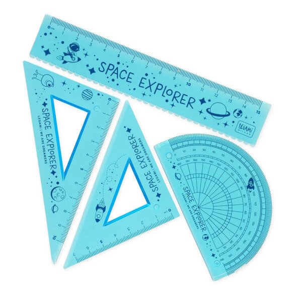 Legami superflexibles 4-teiliges Geometrieset "You rule!" WELTALL - Lineal, Geodreieck, Winkelmesser - Geometrie für Astronauten, Mathematik