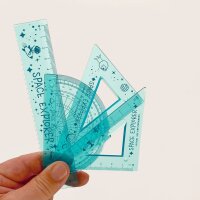 Legami superflexibles 4-teiliges Geometrieset "You rule!" WELTALL - Lineal, Geodreieck, Winkelmesser - Geometrie für Astronauten, Mathematik