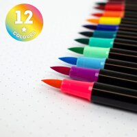 Legami 12er Set Pinselstifte "Brush Markers" Bright - Aquarellstifte, Malstifte, Stifte, leuchtende Farben