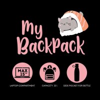 Legami Rucksack KATZE Sushi Cat - My backpack - aus Polyester - Schultasche, Schulrucksack, für Schule & Freizeit