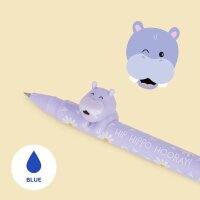 Legami Gelstift Lovely Friends NILPFERD - Gel Pen mit abnehmbarer Tier Deko, Stift , Schreibstift, Gelschreiber Hippo