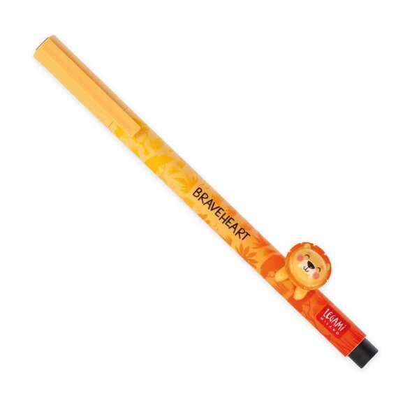 Legami Gelstift Lovely Friends LÖWE - Gel Pen mit abnehmbarer Tier Deko, Stift , Schreibstift, Gelschreiber