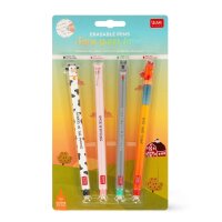 Legami Löschbarer Gelstift 4er Set "Farm Sweet Farm" - Kuh, Schwein, Esel, Hahn - Erasable Gel Pen, Stift , Gelschreiber