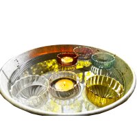 Glas Schwimmschale bunt Pastellfarben (6er Set) D:6 cm - Schwimmkerzen, Tischdeko, Teelichthalter, Schwimmlicht