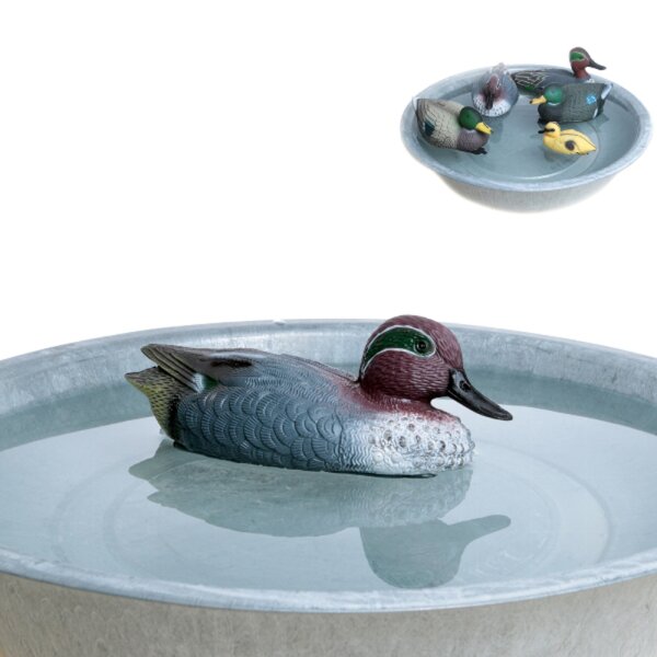 Schwimm Ente grau-braun 27x12 cm aus Polyethylen schwimmend als Teich Deko - Deko Schwimmente für Gartenteich, Schwimmtiere, Gartendeko